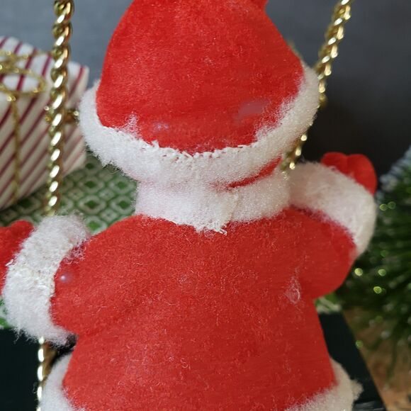 Cute MCM Vintage Christmas Red Flocked Mrs Claus Ornament 4" Made in Hong Kong - Picture 8 of 8